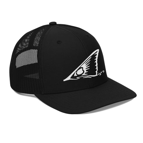 White Redfish Tail Embroidered Trucker Cap for Outdoor Style - Adjustable Comfort and Classic Fit